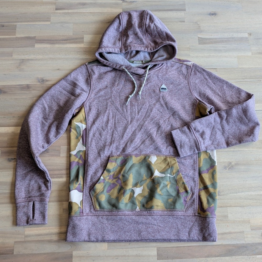 Burton Durable Goods Womens XS Hoodie Mauve Purple Camo Fleece Pullover